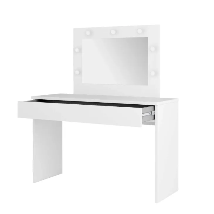 Postazione trucco 118x136h cm con specchio e led bianco Chaima