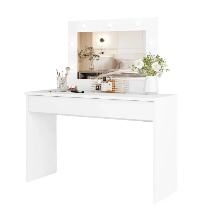 Postazione trucco 118x136h cm con specchio e led bianco Chaima