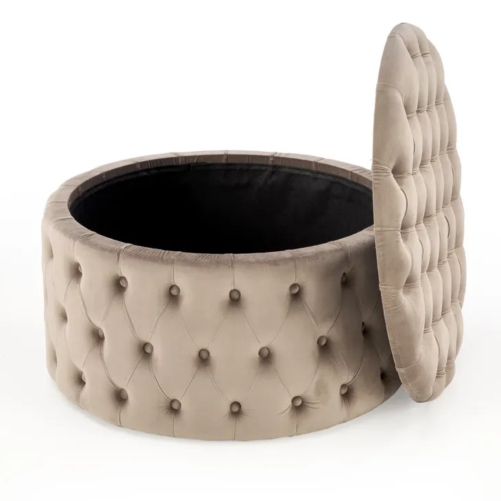 Pouf contenitore moderno beige Maximilien