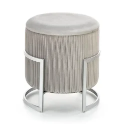 Pouf da salotto contenitore in velluto grigio chiaro Franklin
