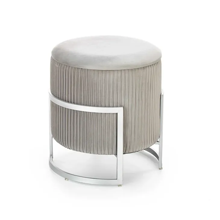 Pouf da salotto contenitore in velluto grigio chiaro Franklin