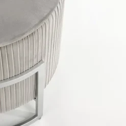 Pouf da salotto contenitore in velluto grigio chiaro Franklin