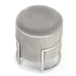 Pouf da salotto contenitore in velluto grigio chiaro Franklin