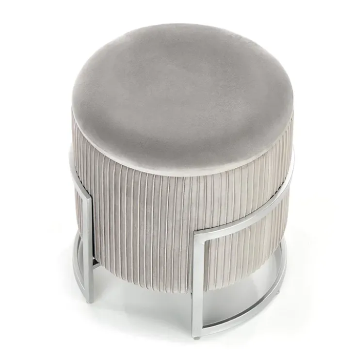 Pouf da salotto contenitore in velluto grigio chiaro Franklin