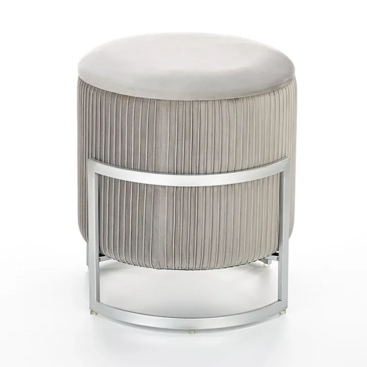 Pouf da salotto contenitore in velluto grigio chiaro Franklin