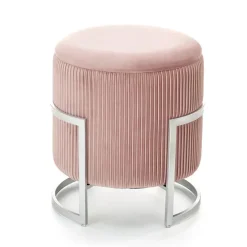 Pouf da salotto contenitore in velluto rosa Franklin