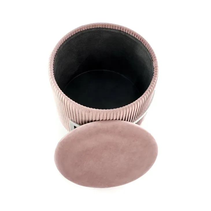 Pouf da salotto contenitore in velluto rosa Franklin