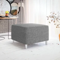 Pouf imbottito in tessuto 65x56cm grigio chiaro Titus