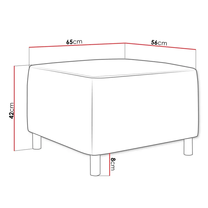 Pouf imbottito in tessuto 65x56cm grigio chiaro Titus