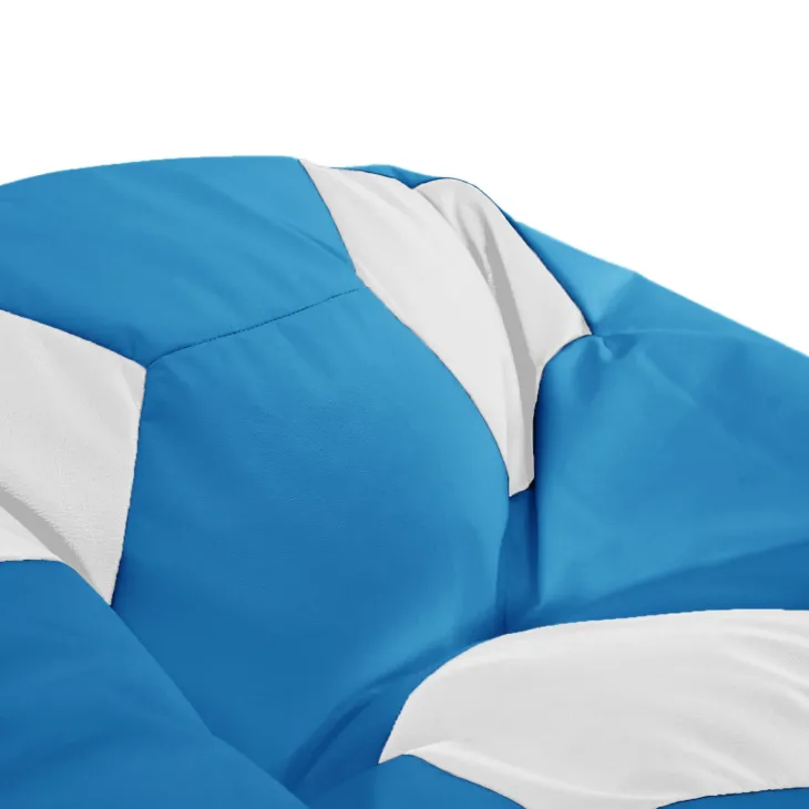 Pouf poltrona sacco palla da calcio blu bianco ecopelle Lionel