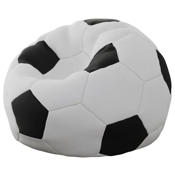 Pouf poltrona sacco palla da calcio ecopelle bianco nero Lionel