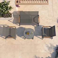 Salotto da giardino relax 4 posti con tavolino in acciaio e textilene grigio Amalfi