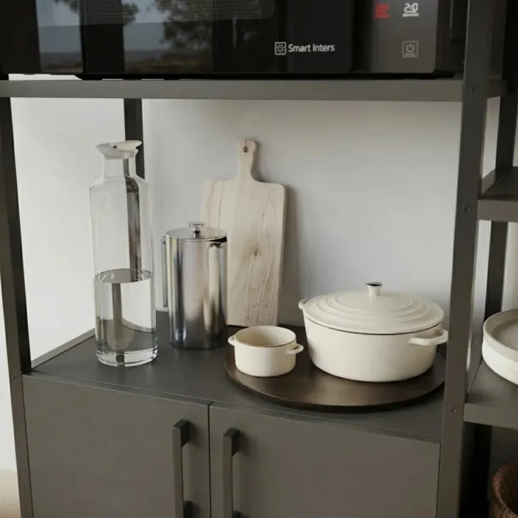 Scaffale cucina 84x141h cm 2 ante 8 ripiani industrial metallo antracite Loft