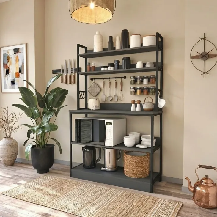 Scaffale cucina 101x160h cm industrial metallo antracite Loft