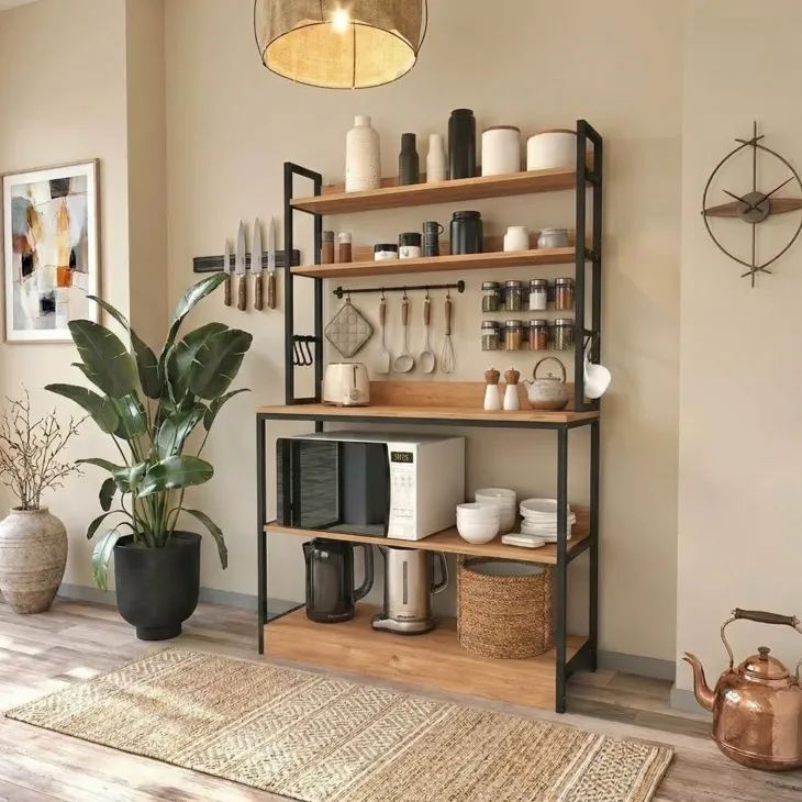 Scaffale cucina 101x160h cm industrial metallo rovere rustico Loft