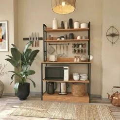 Scaffale cucina 101x160h cm industrial metallo rovere rustico Loft