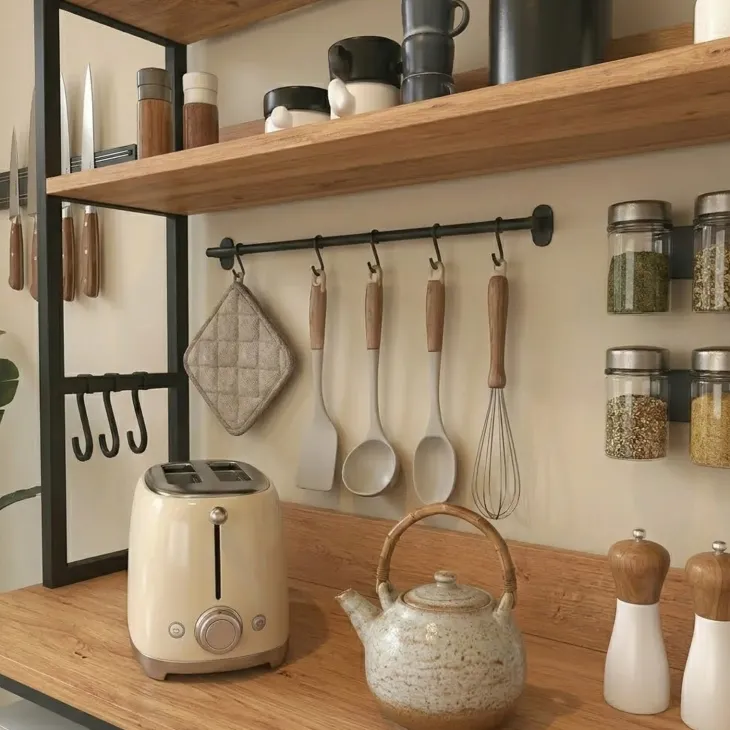 Scaffale cucina 101x160h cm industrial metallo rovere rustico Loft