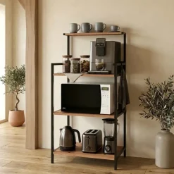 Scaffale cucina 63x130h cm 3 ripiani industrial metallo rovere rustico Loft