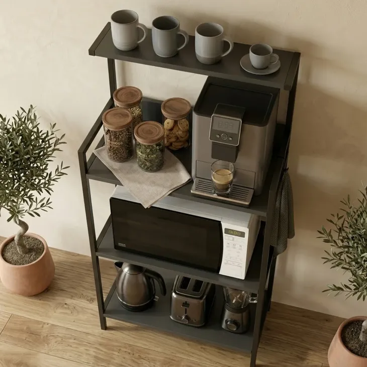 Scaffale cucina 63x130h cm 3 ripiani industrial metallo antracite Loft