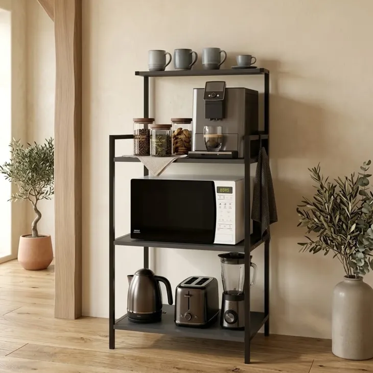 Scaffale cucina 63x130h cm 3 ripiani industrial metallo antracite Loft