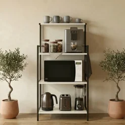 Scaffale cucina 63x130h cm 3 ripiani industrial metallo bianco Loft