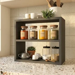 Scaffale da cucina 44x40h cm portaspezie moderno antracite Grecia