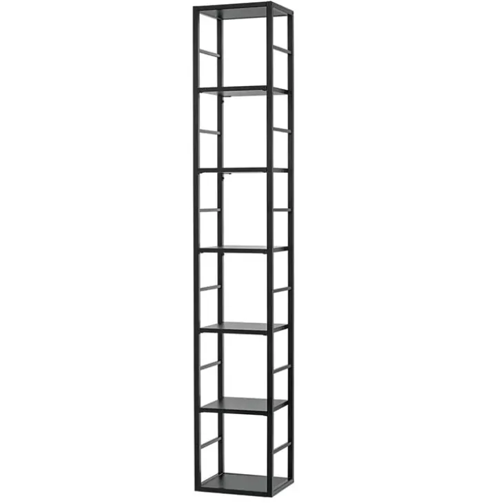 Scaffale sospeso da parete 30x176h cm 6 ripiani nero opaco in metallo Misaki Gihome®