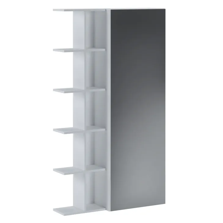 Scarpiera con libreria 88x160h cm 1 anta con specchio bianco frassinato Vanda