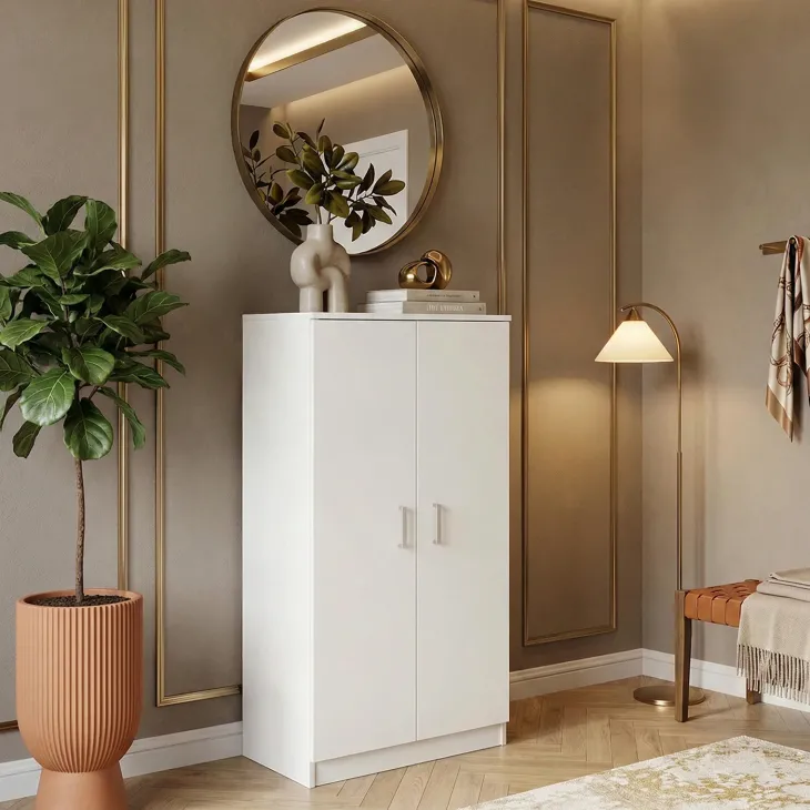 Scarpiera ingresso 55x108h cm 2 ante portascarpe 6 ripiani bianco Easy