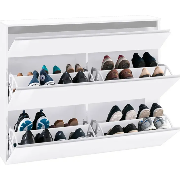 Scarpiera ingresso 120x108h cm 2 ante bianco lucido Eclisse