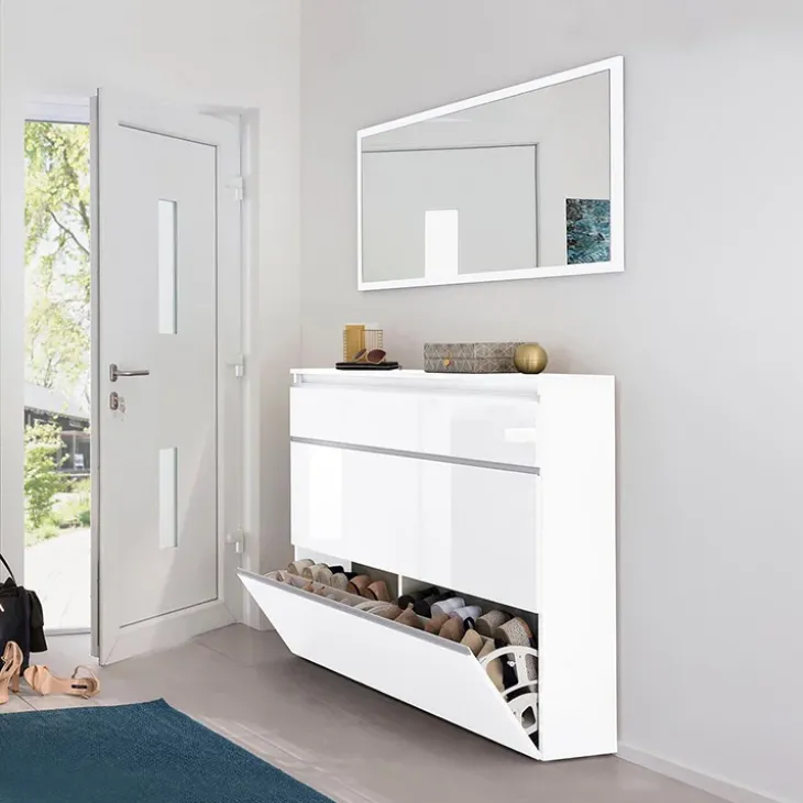 Scarpiera ingresso 120x108h cm 2 ante bianco lucido Eclisse