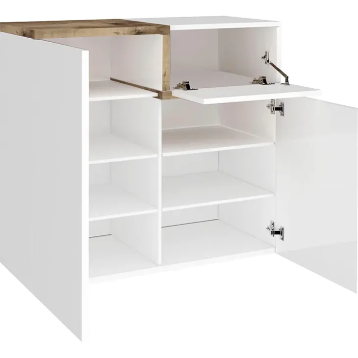 Scarpiera ingresso 80x80h cm 2 ante bianco lucido acero Lucidardo