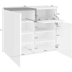 Scarpiera ingresso 80x80h cm 2 ante bianco lucido acero Lucidardo