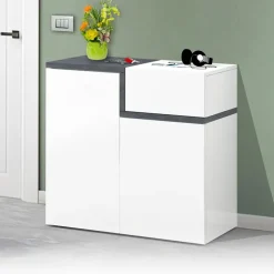 Scarpiera ingresso 80x80h cm 2 ante bianco lucido ossido Lucidardo