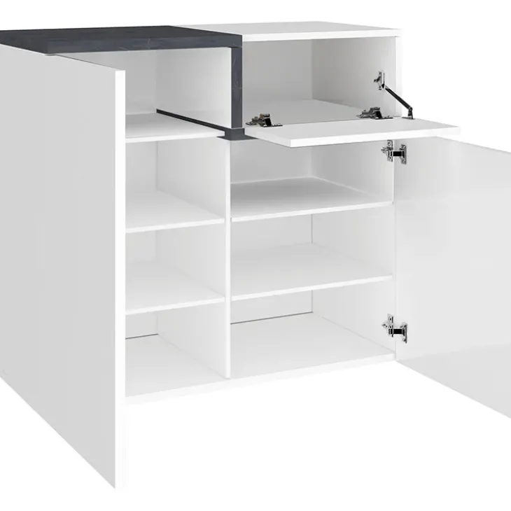 Scarpiera ingresso 80x80h cm 2 ante bianco lucido ossido Lucidardo