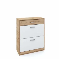 Scarpiera ingresso 80x99h cm 2 ante a ribalta 1 cassetto rovere bianco Catania