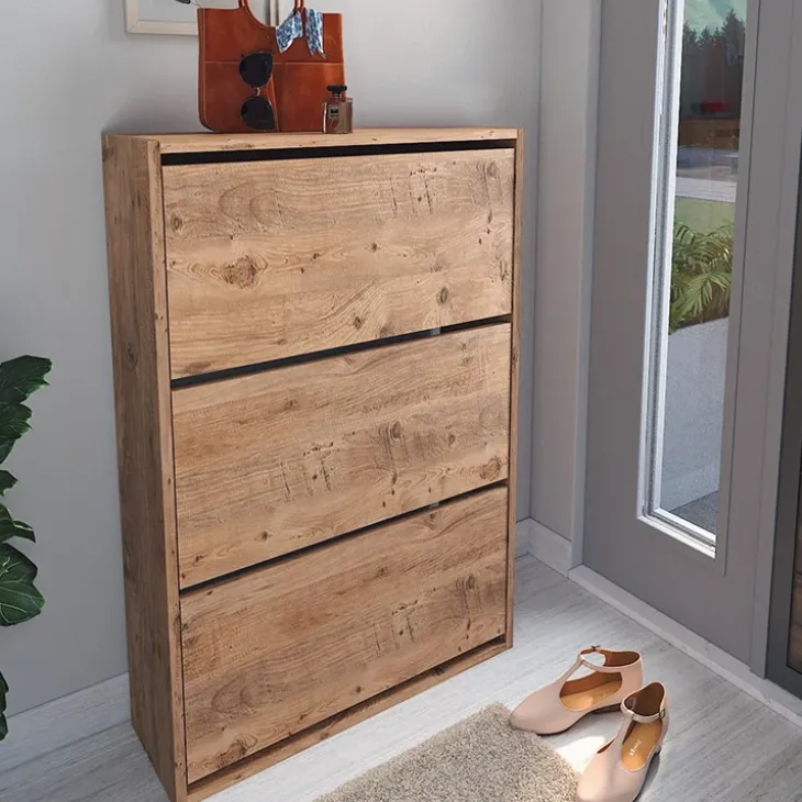 Scarpiera ingresso 74x110h cm moderna rovere rustico Palmaria