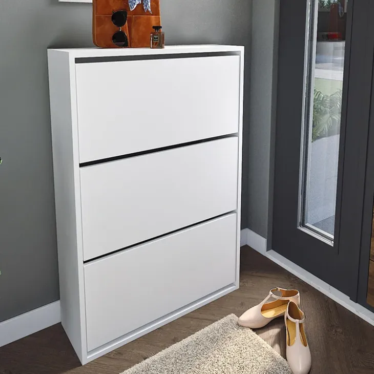 Scarpiera ingresso 74x110h cm moderna bianco Palmaria