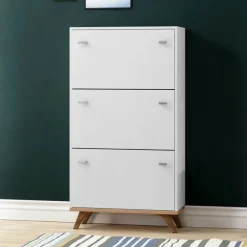 Scarpiera 60x130h cm 3 ante bianco rovere Clea