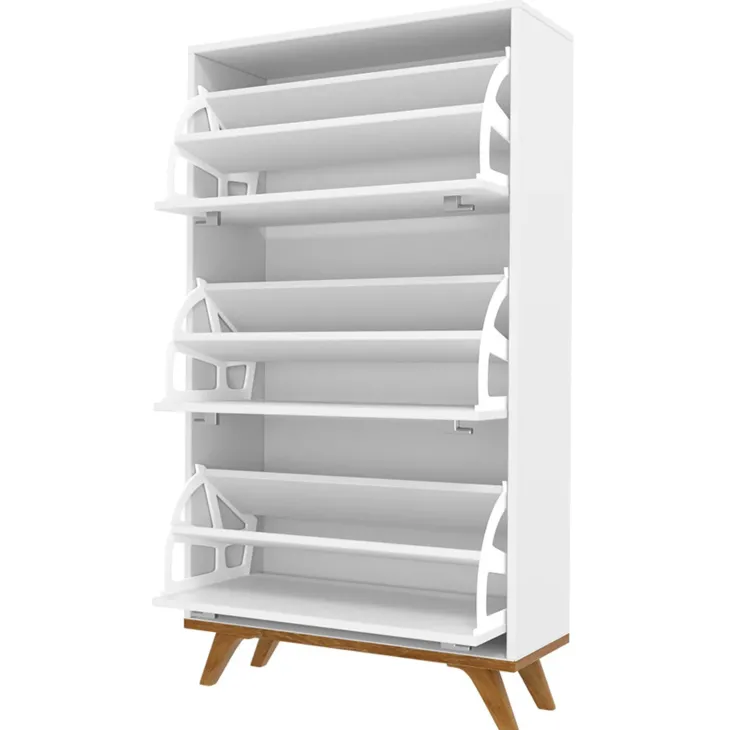 Scarpiera 60x130h cm 3 ante bianco rovere Clea