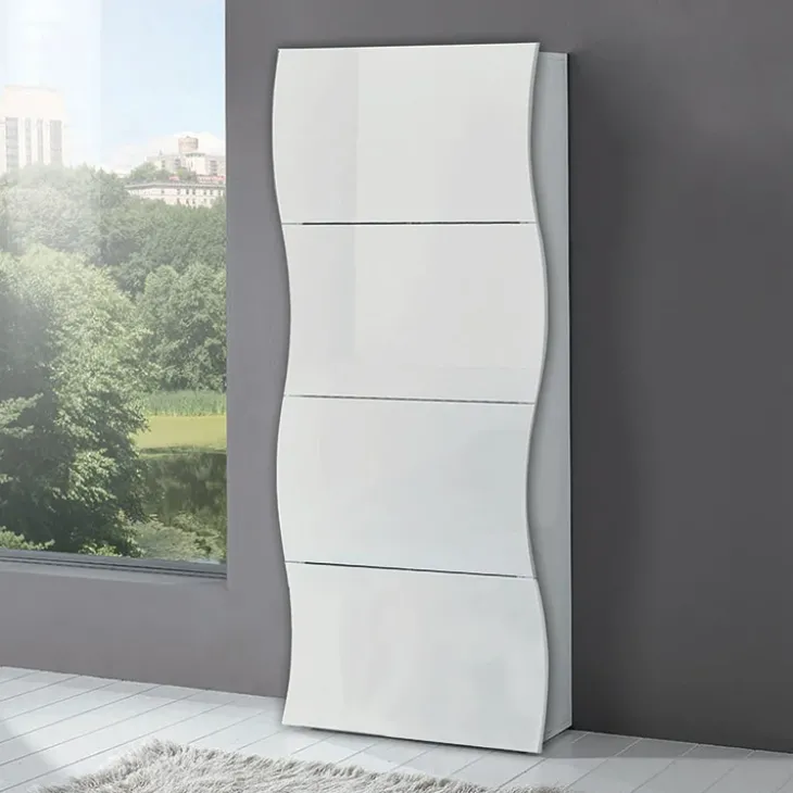 Scarpiera 71x162h cm 4 ante moderna bianco lucido Sea Gihome®