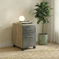Scrivania angolare ufficio 198x198cm con 2 cassettiere rovere antracite Time 12