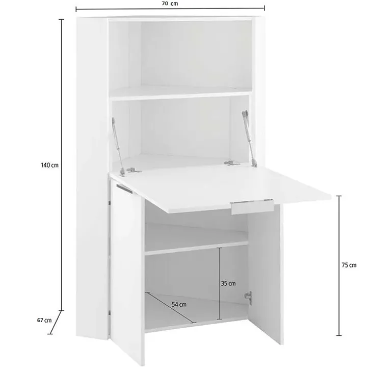 Scrivania a scomparsa 70x67cm angolare bianco lucido Pinko