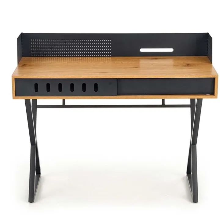 Scrivania consolle ingresso 110x51cm rovere nero metallo Toler