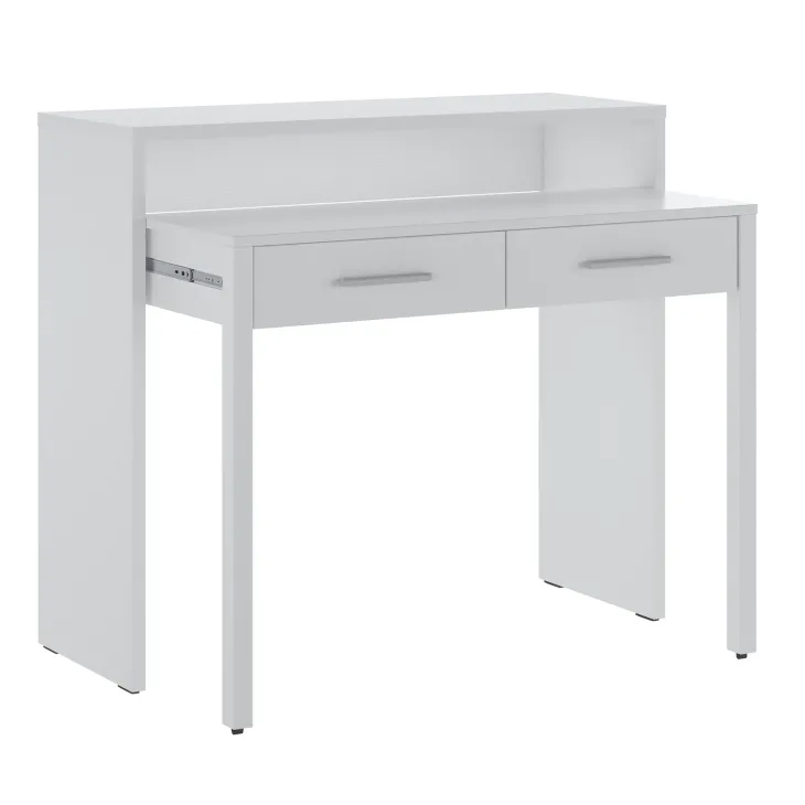 Scrivania consolle 99x71cm scrittoio estraibile bianco opaco Maybelle
