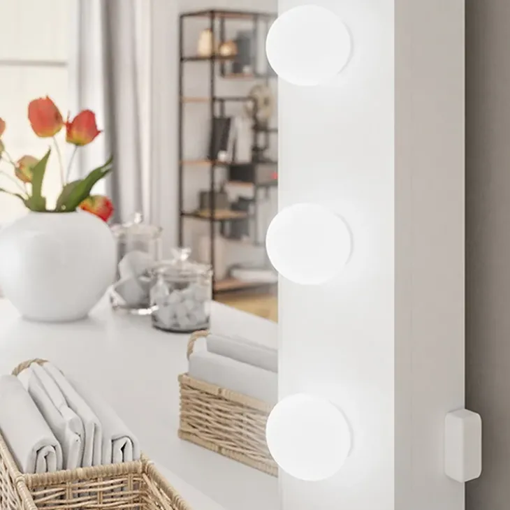 Scrivania postazione trucco 100x145cm con specchio bianco Dijon