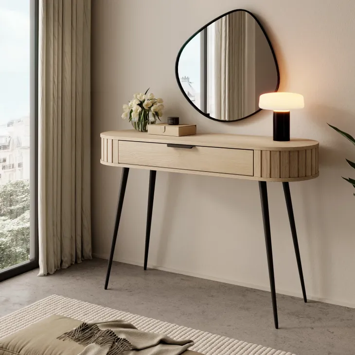 Scrivania toeletta 120x80h cm 1 cassetto rovere Groove