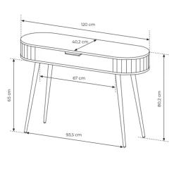 Scrivania toeletta 120x80h cm 1 cassetto rovere Groove