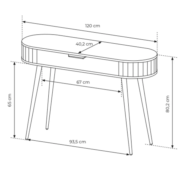 Scrivania toeletta 120x80h cm 1 cassetto rovere Groove