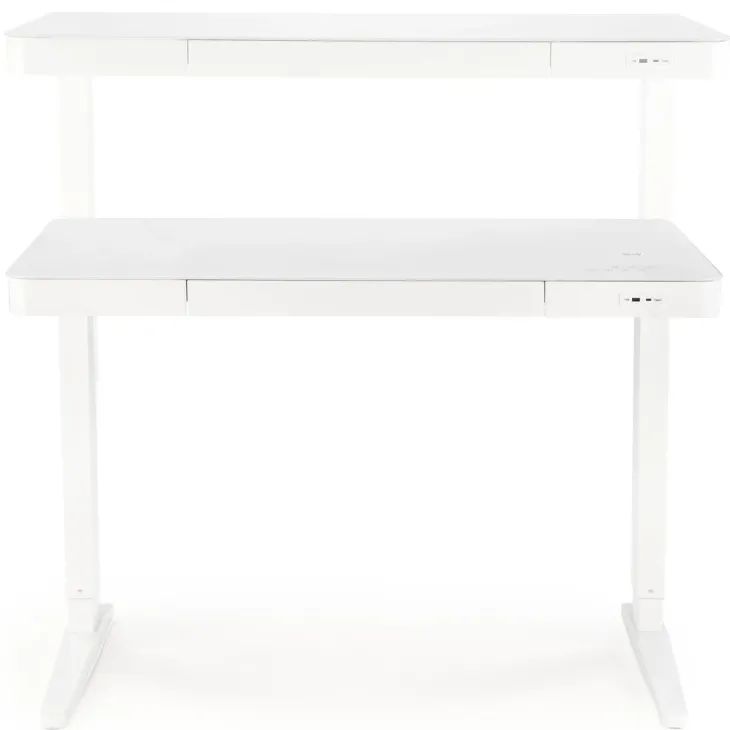 Scrivania touchscreen 120x60cm altezza regolabile ricarica wireless e USB bianco Prisma